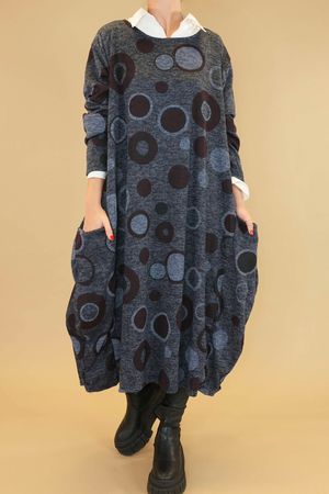 Made in Italy Mighty Hoopla Oversized Fine Knit Cocoon Dress Navy 